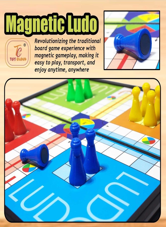 Toy Cloud Magnetic Ludo Foldable and Portable Board Game with Elegant Design, Smooth Polished Pieces, and Safe Storage - Classic Strategy Game for Kids and Adults - Image 4